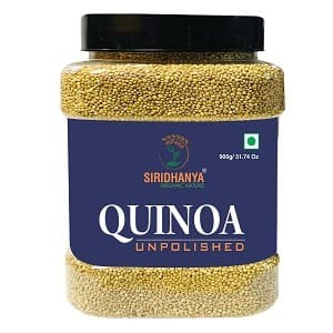 Siridhanya organic and unpolished Quinoa | Gluten free | rich in protein | Weight Loss alternative to Rice and Wheat | High In Iron & Fiber | Naturally grown from Andhra Pradesh (900, pack of 1)